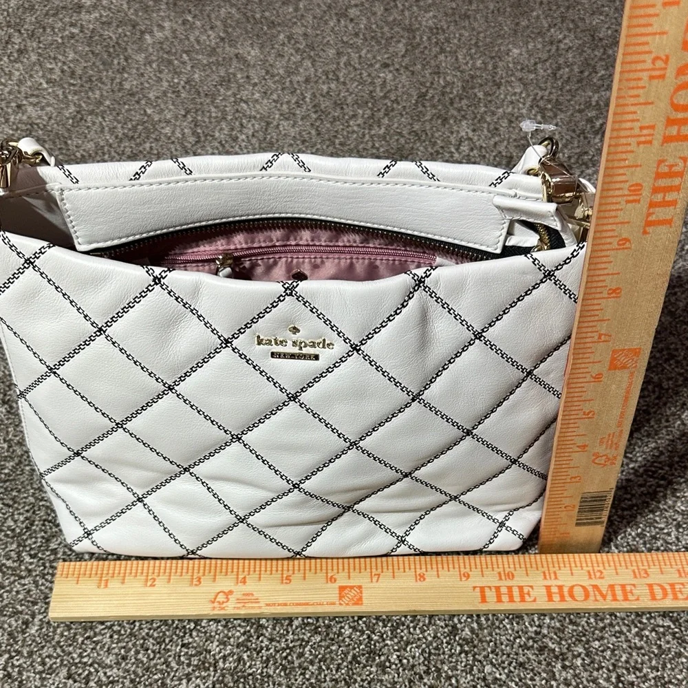 kate spade White Quilted Leather Shoulder Bag with Gold Hardware